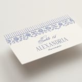 "Embroidered" - Place Cards in Cerulean by Jenna Holcomb - Detail
