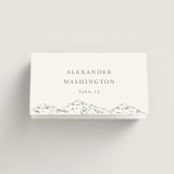 "Mountainview" - Place Cards in Pewter by Sarah Brown - Folded with Free Guest Printing