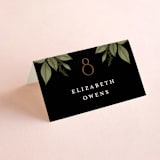 "Vintage Print" - Place Cards in Licorice by GeekInk Design - Folded with Free Guest Printing