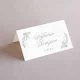 "Modern Crest" - Place Cards in Sea by Kristen Smith - Folded with Free Guest Printing
