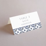 "watercolor tile" - Place Cards in Cobalt by Katharine Watson - Folded with Free Guest Printing