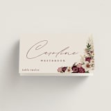 "Dried Floral Wreath" - Place Cards in Cabernet by Erin Deegan - Folded with Free Guest Printing