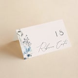 "Wildflower Wreath" - Place Cards in Sky by Grace Kreinbrink - Folded with Free Guest Printing