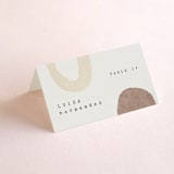 "Minimalist Shapes" - Place Cards in Natural by Heather Cairl - Folded with Free Guest Printing
