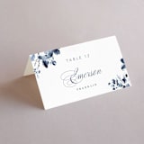 "Love Story" - Place Cards in Indigo by Leah Bisch - Folded with Free Guest Printing