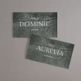 "Halcyon" - Place Cards in Dove by Olivia Kanaley Inman - Front with Free Guest Printing