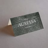 "Halcyon" - Place Cards in Dove by Olivia Kanaley Inman - Folded with Free Guest Printing