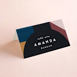 "Abstract Jewels" - Place Cards in Noir by Maria Alou - Folded with Free Guest Printing