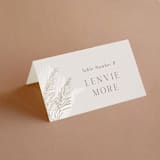 "Pampas & Palms" - Place Cards in Ash by Kaydi Bishop - Folded with Free Guest Printing