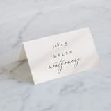 "Overjoyed" - Place Cards in Taupe by Ana Sharpe - Folded with Free Guest Printing