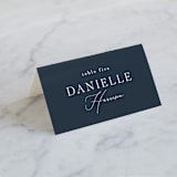 "Waltz" - Place Cards in Nightfall by Jula Paper Co. - Folded with Free Guest Printing