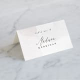 "Sloped" - Place Cards in Ecru by Everett Paper Goods - Folded with Free Guest Printing