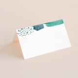 "Feathery Painted" - Place Cards in Teal by Erika Firm - Blank front