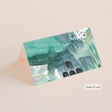 "Feathery Painted" - Place Cards in Teal by Erika Firm - Folded Back of Card