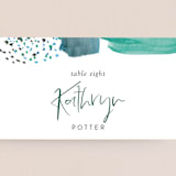 "Feathery Painted" - Place Cards in Teal by Erika Firm - Detail