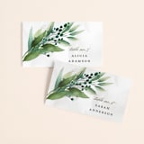 "Mixed Greenery" - Place Cards in Emerald by Susan Moyal - Front with Free Guest Printing