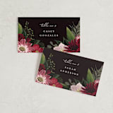 "Midnight Botanicals" - Place Cards in Cranberry by Susan Moyal - Front with Free Guest Printing