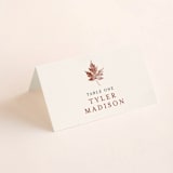 "Leaf Print" - Place Cards in Rust by Katharine Watson - Folded with Free Guest Printing