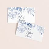 "Poetic Watercolor Flowers" - Place Cards in Periwinkle by Qing Ji - Front with Free Guest Printing