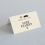 "Stache + Kiss" - Place Cards in Cream by Penelope Poppy - Folded with Free Guest Printing