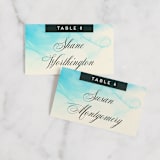 "Ombio" - Place Cards in Aqua by GeekInk Design - Front with Free Guest Printing