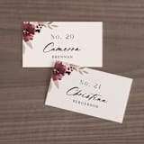 "Emyn" - Place Cards in Burgundy by Itsy Belle Studio - Front with Free Guest Printing