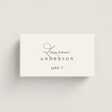 "Initial" - Place Cards in Pearl by Jennifer Postorino - Front with Free Guest Printing