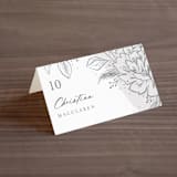 "Loving" - Place Cards in Cloudy by Paper Raven Co. - Folded with Free Guest Printing