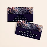 "Floral Cascade" - Place Cards in Navy by Phrosné Barwood - Front with Free Guest Printing