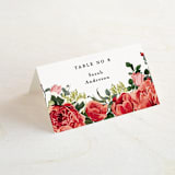 "Peonies Forever" - Place Cards in Coral by Susan Moyal - Folded with Free Guest Printing