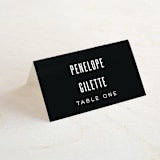 "Offset" - Place Cards in Ebony by Up Up Creative - Folded with Free Guest Printing