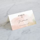 "Morning Mist" - Place Cards in Blush by Carrie ONeal - Folded with Free Guest Printing