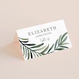 "Green leaf frame" - Place Cards in Limestone by Yaling Hou Suzuki - Folded with Free Guest Printing