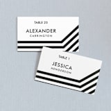 "Desenfadado" - Place Cards in Black Ink by Aspacia Kusulas - Front with Free Guest Printing