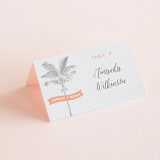 "Palm" - Place Cards in Salmon by Lauren Chism - Folded with Free Guest Printing