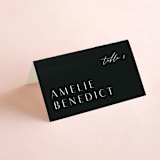 "Sunset Waves" - Place Cards in Marine by Nicoletta Savod - Folded with Free Guest Printing