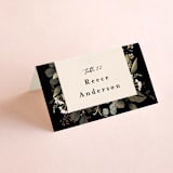 "Peonies & Sage" - Place Cards in Fawn by Susan Moyal - Folded with Free Guest Printing