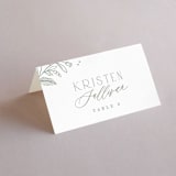 "Simple Crest" - Place Cards in Sage by Kristen Smith - Folded with Free Guest Printing