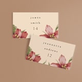 "Tropical Flowers" - Place Cards in Sunrise by Jennifer Holbrook - Front with Free Guest Printing