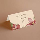"Tropical Flowers" - Place Cards in Sunrise by Jennifer Holbrook - Folded with Free Guest Printing