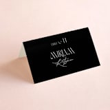 "Black-Tie" - Place Cards in Noir by Benita Crandall - Folded with Free Guest Printing