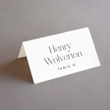 "Aligning" - Place Cards in Tuxedo by Genna Blackburn - Folded with Free Guest Printing