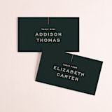 "Top to Bottom" - Place Cards in Evergreen by Kindred Fields - Front with Free Guest Printing