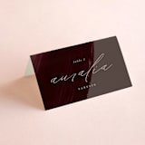 "Garnet" - Place Cards in Walnut by Olivia Kanaley Inman - Folded with Free Guest Printing