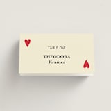 "Red Hearts" - Place Cards in Champagne by Helena Vitto - Folded with Free Guest Printing