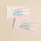 "The Palm" - Place Cards in Flamingo by Pixel and Hank - Front with Free Guest Printing