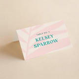 "The Palm" - Place Cards in Flamingo by Pixel and Hank - Folded with Free Guest Printing