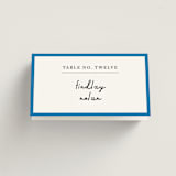 "Swirl Frame" - Place Cards in Cobalt by mo kelley - Folded with Free Guest Printing