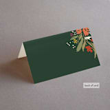 "Bridal Bouquet" - Place Cards in Verde by Kindred Fields - Folded Back of Card