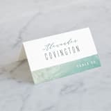 "Painted Sea" - Place Cards in Seafoam by Hooray Creative - Folded with Free Guest Printing